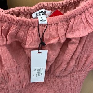 Cotton lipstick pink dress for off-shoulder or on, fab for hot day.